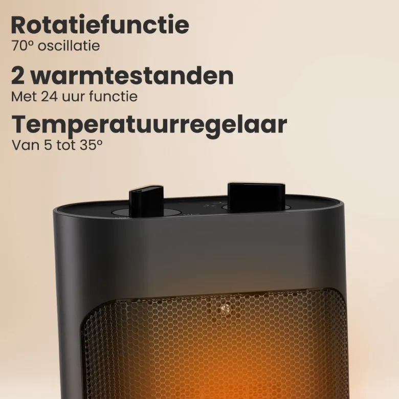 Auronic Pro 2000 watt ventilatorkachel - Black
