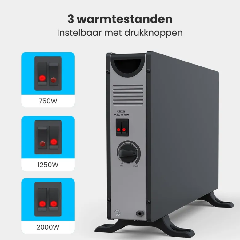 Auronic 2000 watt convectorkachel met ventilator - Black