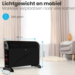 Auronic 2000 watt elektrische convectorkachel - Black