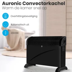 Auronic 2000 watt elektrische convectorkachel - Black