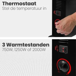 Auronic 2000 watt elektrische convectorkachel - Black