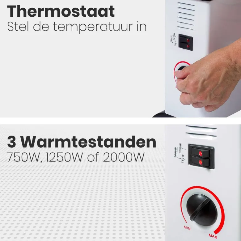 Auronic 2000 watt elektrische convectorkachel - White