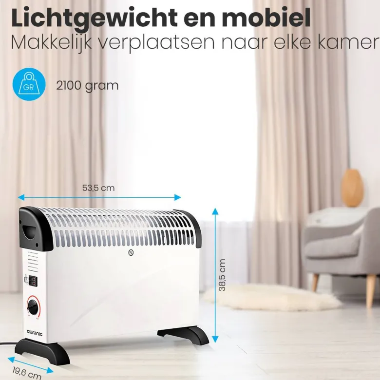 Auronic 2000 watt elektrische convectorkachel - White