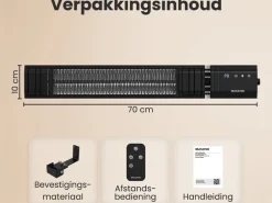 Auronic 2000 watt infrarood terrasverwarmer - Black