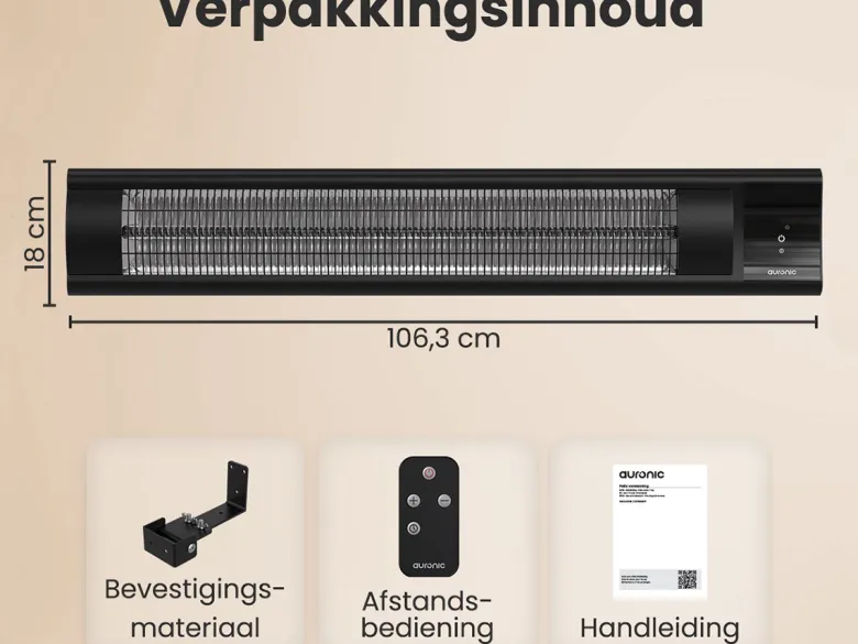 Auronic 3000 watt XL infrarood terrasverwarmer - Black