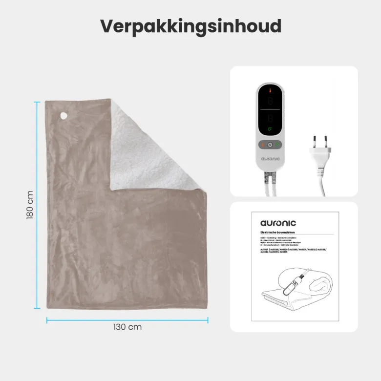 Auronic 180 x 130 cm elektrische deken - Taupe