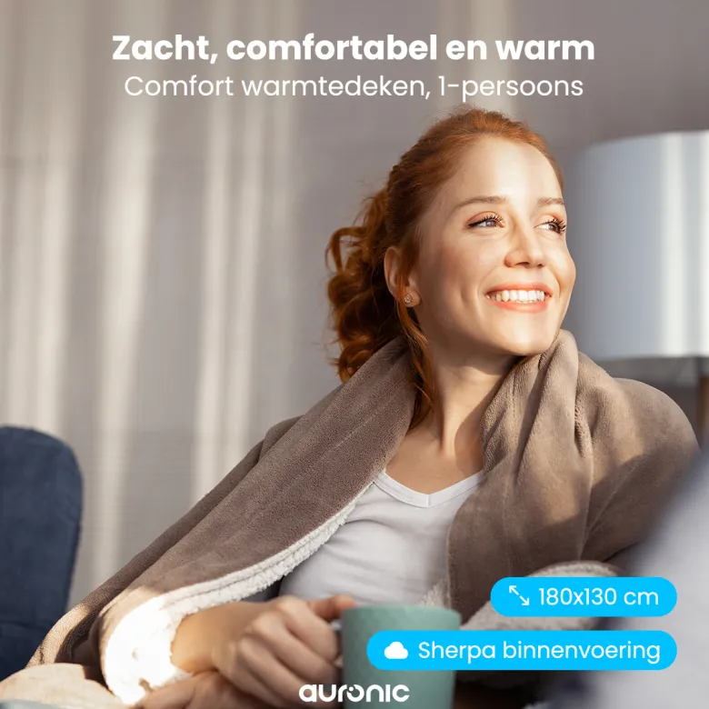 Auronic 180 x 130 cm elektrische deken - Taupe