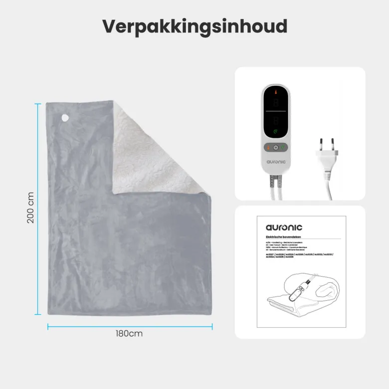 Auronic 200 x 180 cm elektrische deken - Grey