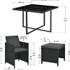 Baracoa L polyrotan zwarte diningset