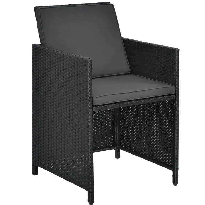 Baracoa L polyrotan zwarte diningset