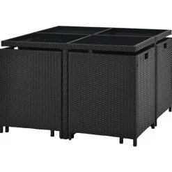 Baracoa L polyrotan zwarte diningset