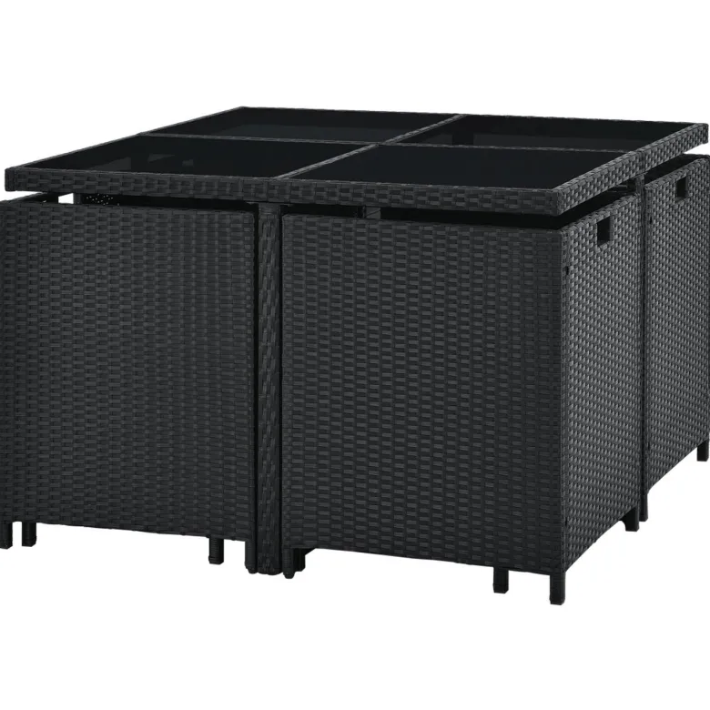 Baracoa L polyrotan zwarte diningset