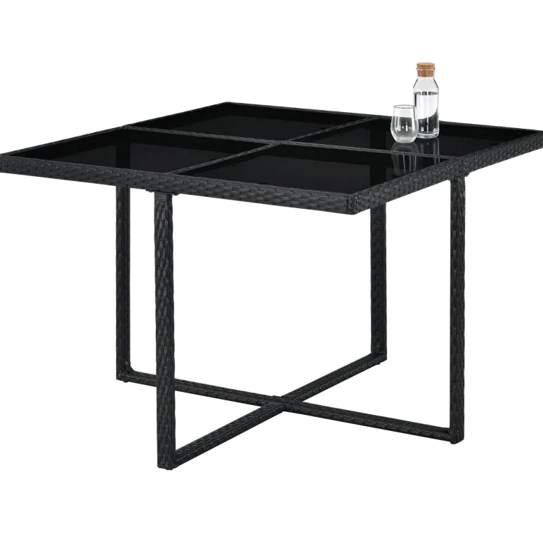 Baracoa L polyrotan zwarte diningset