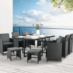 Baracoa XL polyrotan zwarte diningset