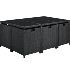 Baracoa XL polyrotan zwarte diningset
