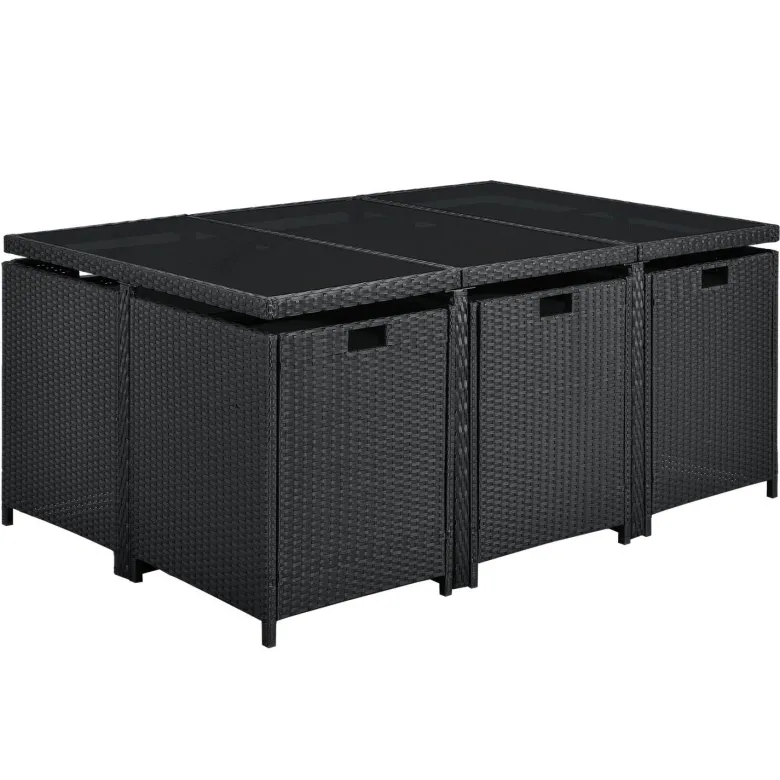 Baracoa XL polyrotan zwarte diningset
