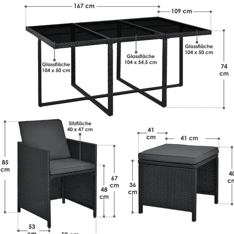 Baracoa XL polyrotan zwarte diningset