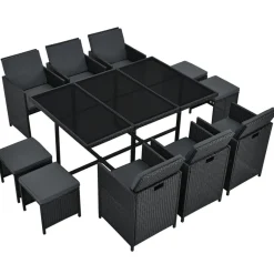 Baracoa XL polyrotan zwarte diningset