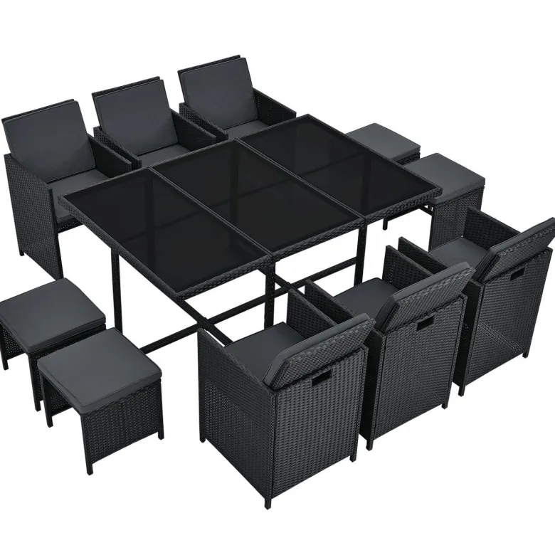 Baracoa XL polyrotan zwarte diningset
