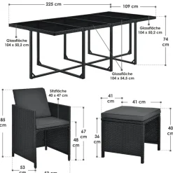 Baracoa XXL polyrotan zwarte diningset
