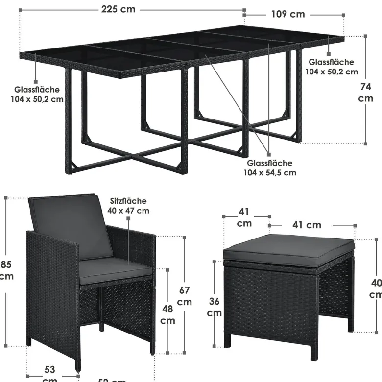 Baracoa XXL polyrotan zwarte diningset