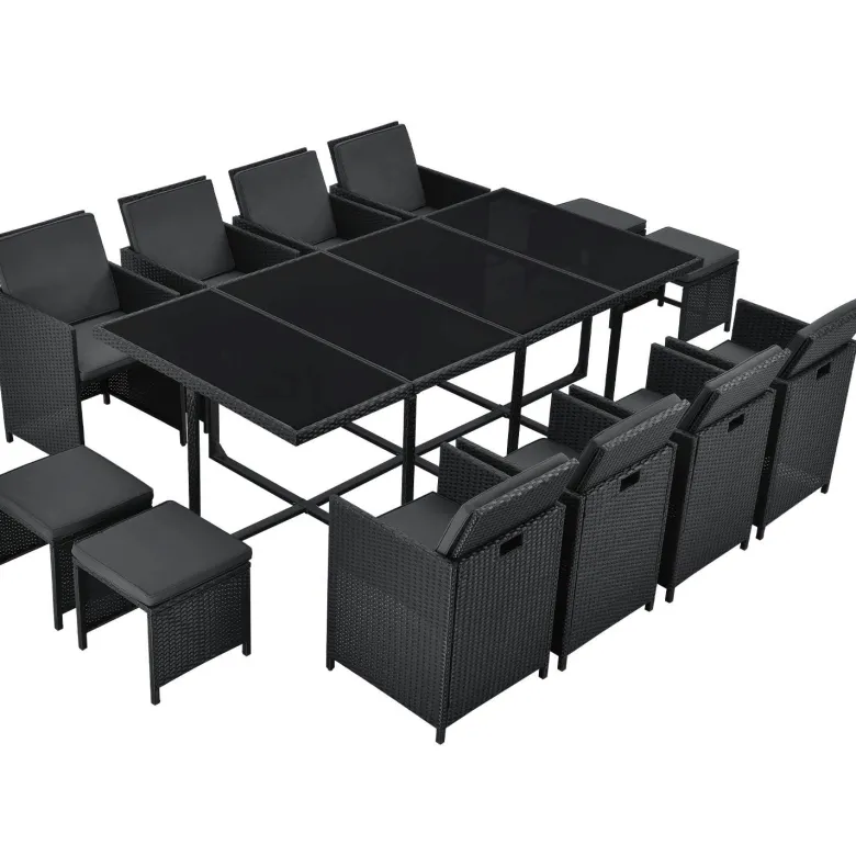Baracoa XXL polyrotan zwarte diningset