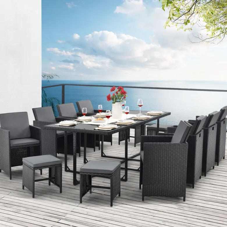 Baracoa XXL polyrotan zwarte diningset