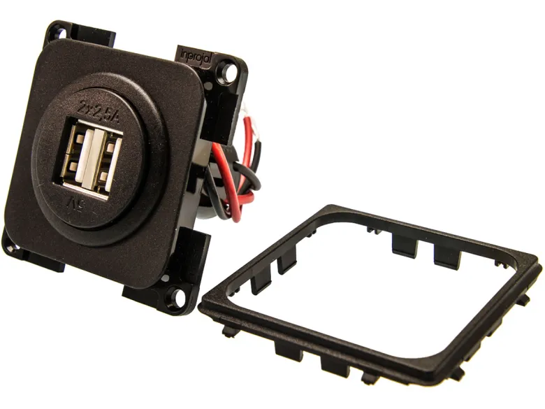 BBA dubbele USB contactdoos - black