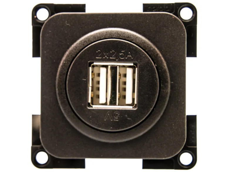 BBA dubbele USB contactdoos - black
