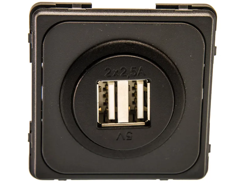 BBA dubbele USB contactdoos - grey