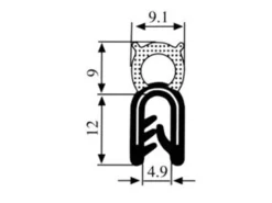 BBA klemprofiel met afdichtingsrubber aan bovenzijde - 1-3 mm