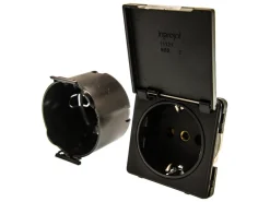 BBA 230 Volt schuko Contactdoos - black