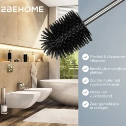 2BEHOME Wc borstel met houder - Black