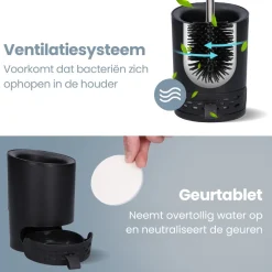 2BEHOME Wc borstel met houder - Black