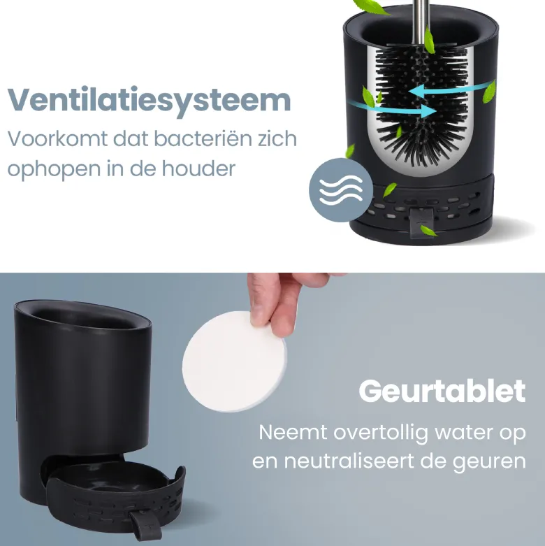 2BEHOME Wc borstel met houder - Black