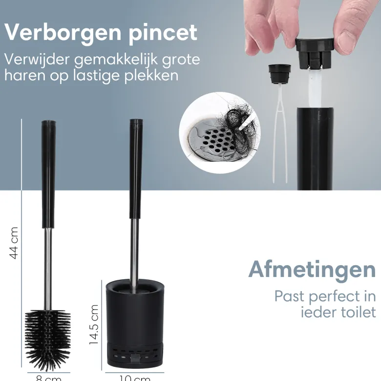 2BEHOME Wc borstel met houder - Black