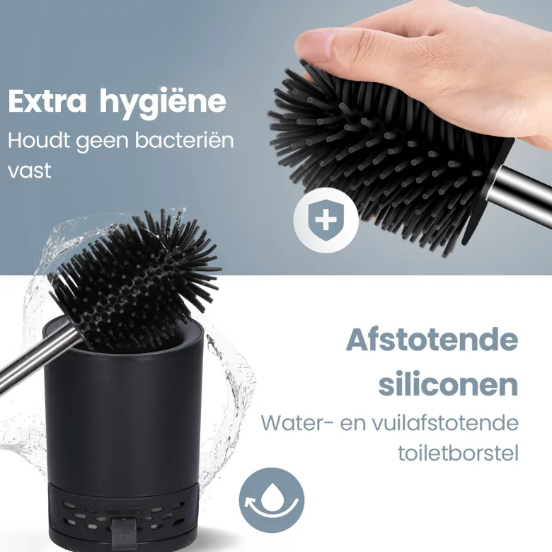 2BEHOME Wc borstel met houder - Black