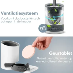 2BEHOME Wc borstel met houder - White