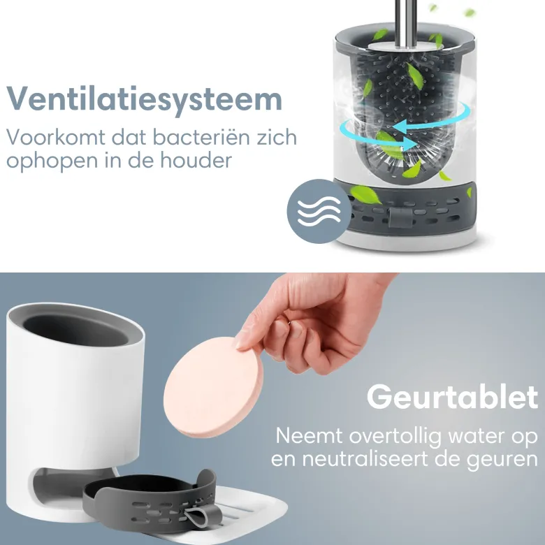 2BEHOME Wc borstel met houder - White