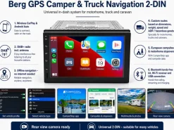 BergGPS 2-DIN inbouw radio camper navigatie met Carplay