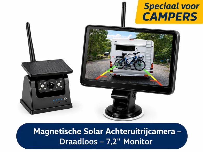 BergGPS Draadloze Magnetische solar camera met 7.2 inch display
