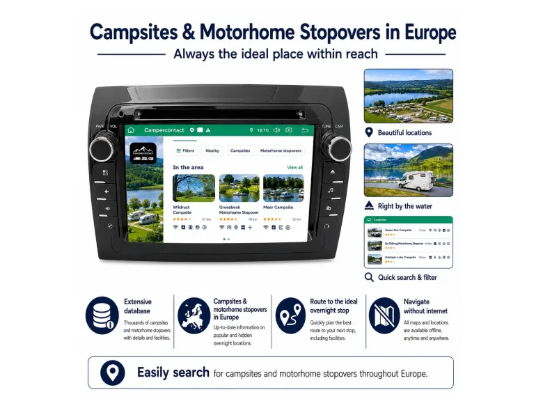 BergGPS Fiat Ducato DAB+ Radio camper navigatie met Carplay