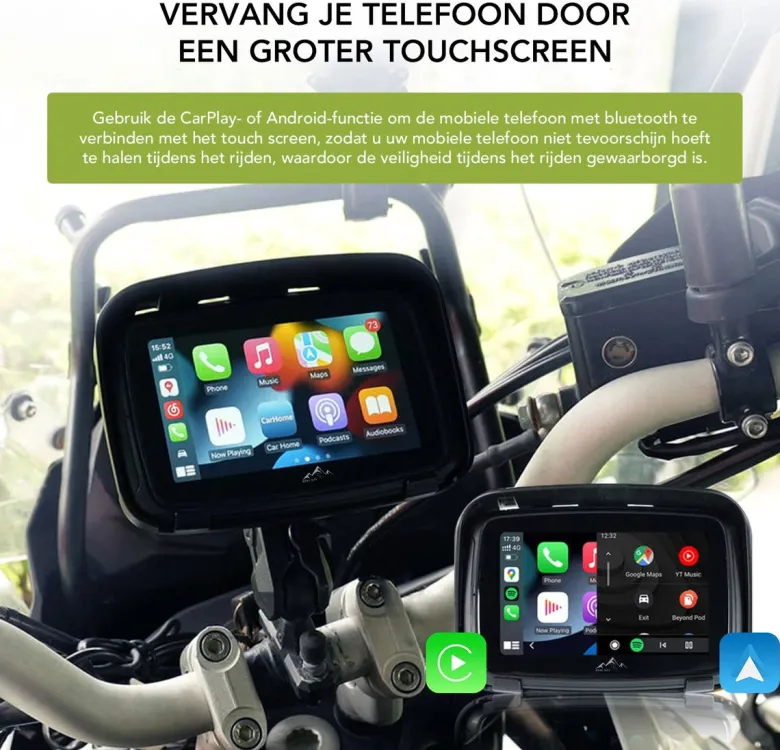 BergGPS 5-inch Motornavigatie met Apple Carplay & Android