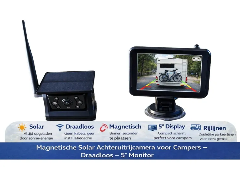 BergGPS Magnetische solar camera met 5 inch display