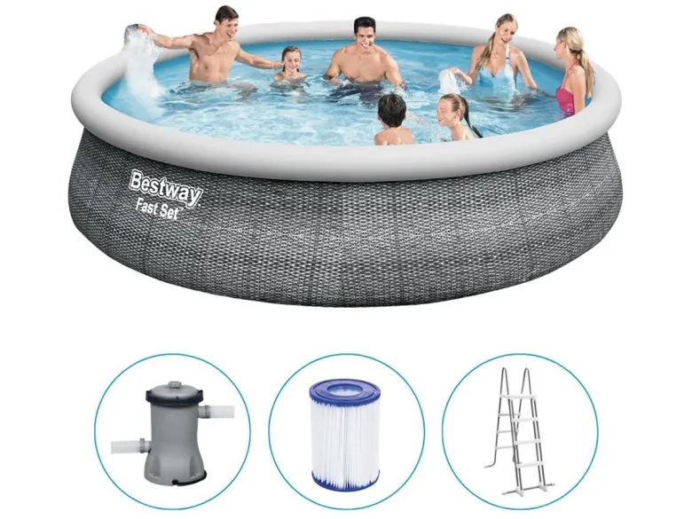 Bestway Fast Set Ø457 cm rotan zwembad met pomp en trap