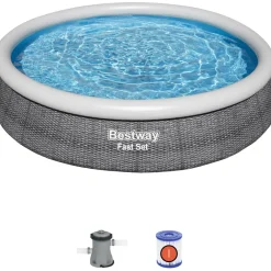 Bestway Fast Set Rotan zwembad set met filterpomp