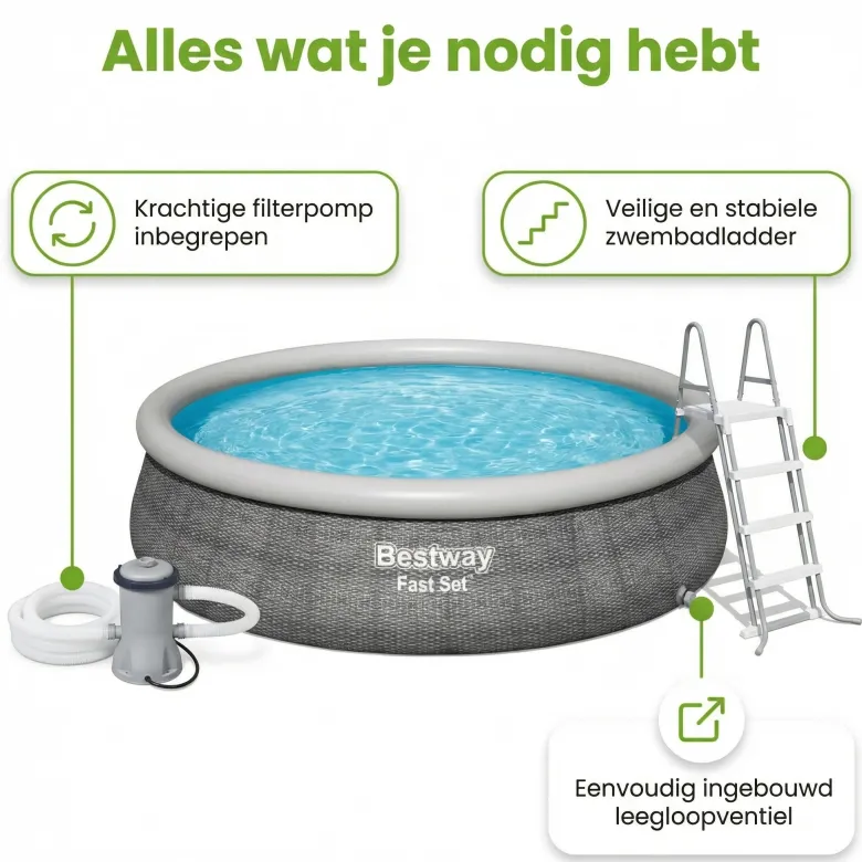 Bestway Fast Set 457x107cm Zwembad – 4-delig