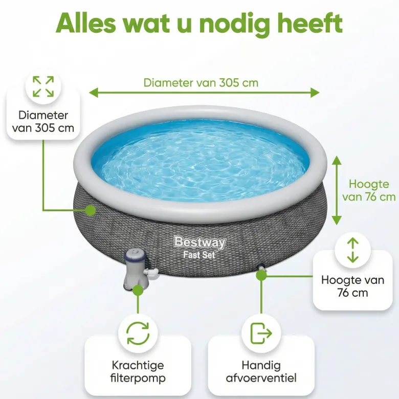 Bestway Fast Set 366x76cm Zwembad – 3-delig