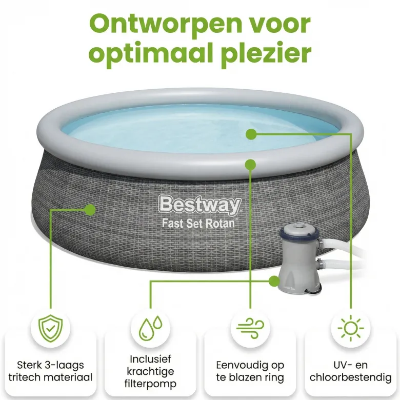 Bestway Fast Set 396x84cm Zwembad – 3-delig