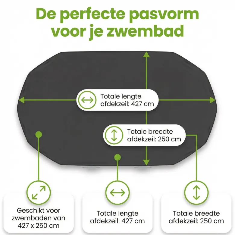 Bestway ovaal 427 x 250 cm afdekzeil - Black